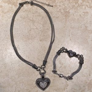 Lia Sophia Heart Pendant Necklace and Bracelet Set